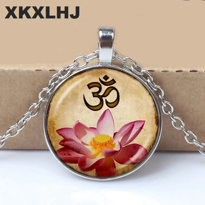 Mens necklace Vintage Necklace Buddhism Zen Glass Pendant Flower Muslim Necklaces Meditation Mandala Collar Necklace
