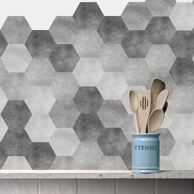 10pcs Set Gray Hexagon Tile Floor Stickers Wall Waterproof 10pcs Set Gray Hexagon Tile Floor Stickers Wall Waterproof Anti Slip Art Decal