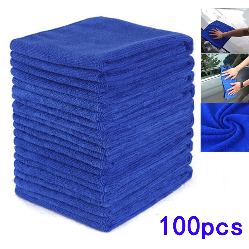 

Polishing Towels Drying Blue 100pcs Cleaning Car Microfiber Water-Absorbent 30*30cm Detailing Useful
