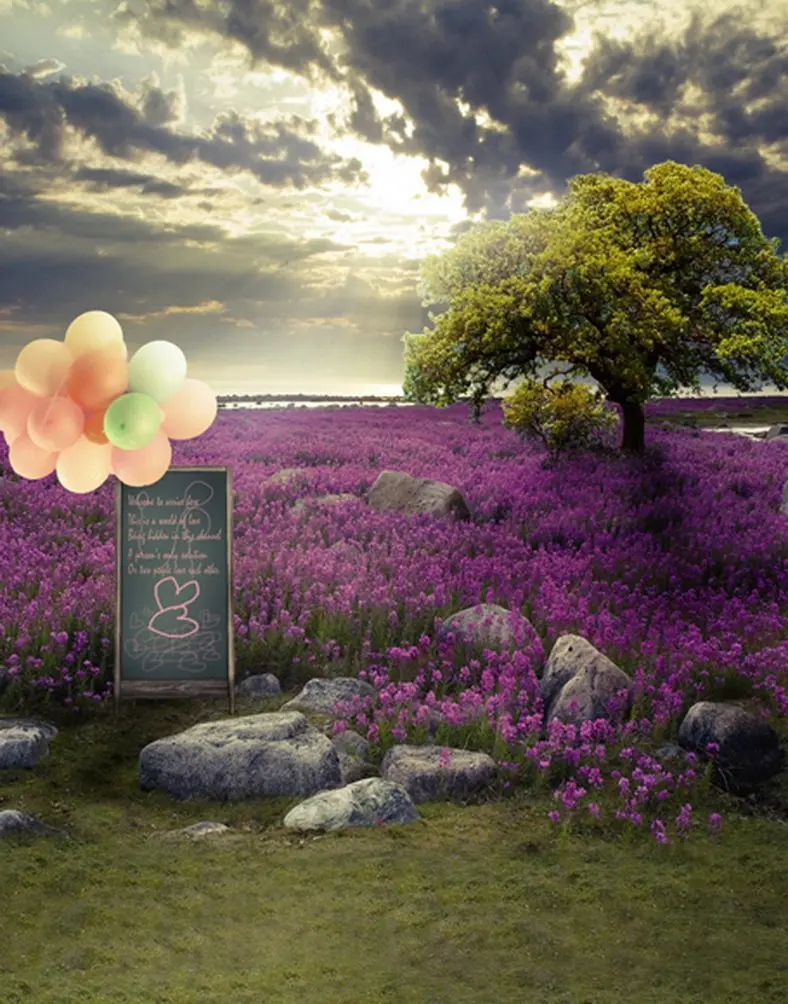 

5x7ft Purple Flower Tree Photography Backdrops Photo Props Studio Background