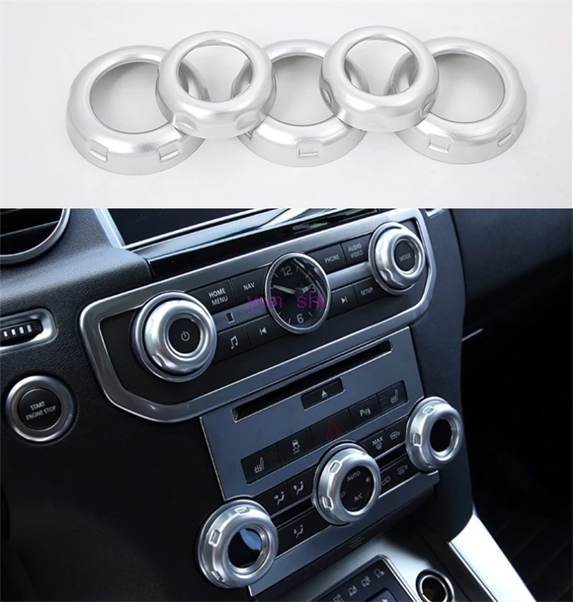 5pcs ABS Chrome Car Air Conditioner Knob Decoration Cover Car-styling For Land Rover Discovery 4 Range Rover Sport Car Accessory