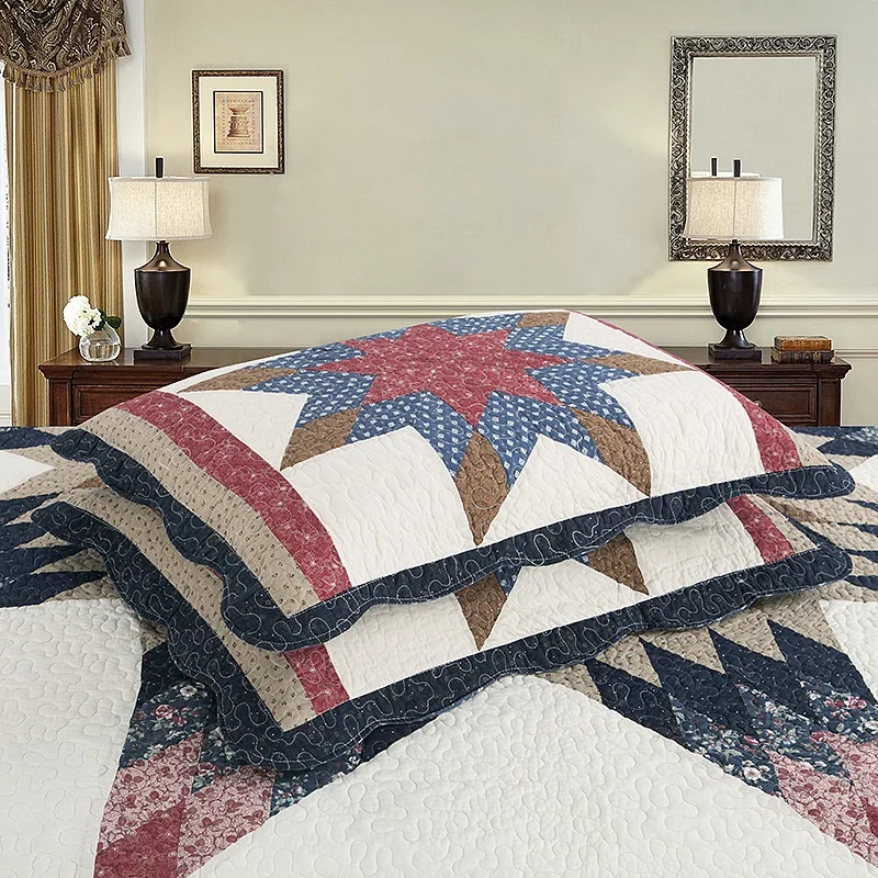 American Bedspread Handmade Patchwork Quilt Set 3pcs Quilted