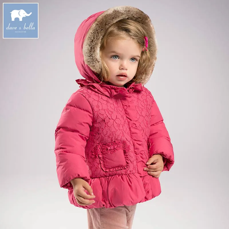DB5936 dave bella winter baby girls floral down jacket children white