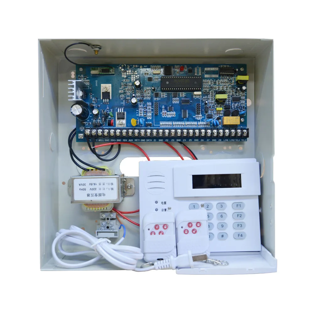 US $105.58 Hot sale industrial security home alarm system PSTN calling 816 wire and 16 wireless zones PIR sensor smoke detector door open