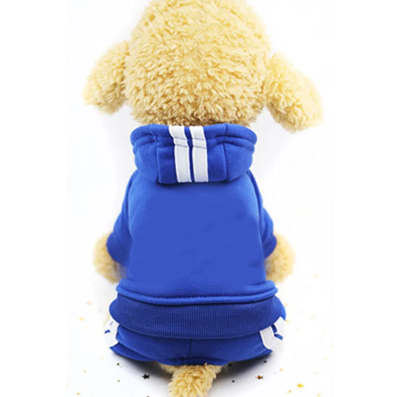 Модный комбинезон для щенков собак Комбинезоны для маленьких для собак породы Йоркширский терьер Ши-тцу пальто костюм мягкая теплая одежда для домашних собак - Цвет: Dark Blue