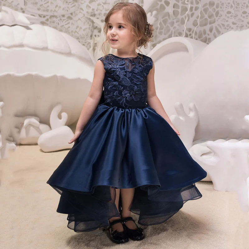 New Arrivals Little Girls Lace Embroidery Sleeveless High low V-back with Bow Wedding Flower First Communion Princess Dress New Arrivals Little Girls Lace Embroidery Sleeveless High low V-back with Bow Wedding Flower First Communion Princess Dress