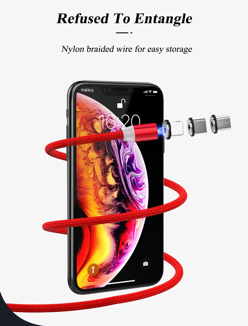 Светодиодный магнитный usb-кабель для iPhone Xs Max XR X 7 Micro type C, зарядное устройство для быстрой зарядки, Магнитный зарядный USB-C, провод type-C