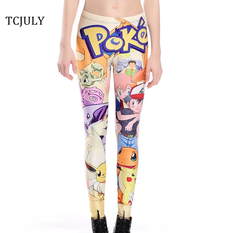 

TCJULY New Arrival Cartoons Pokemon Patterns Woman Legins Fashion Digital Printed Skinny Trousers Workout Leggings Push Up Pants