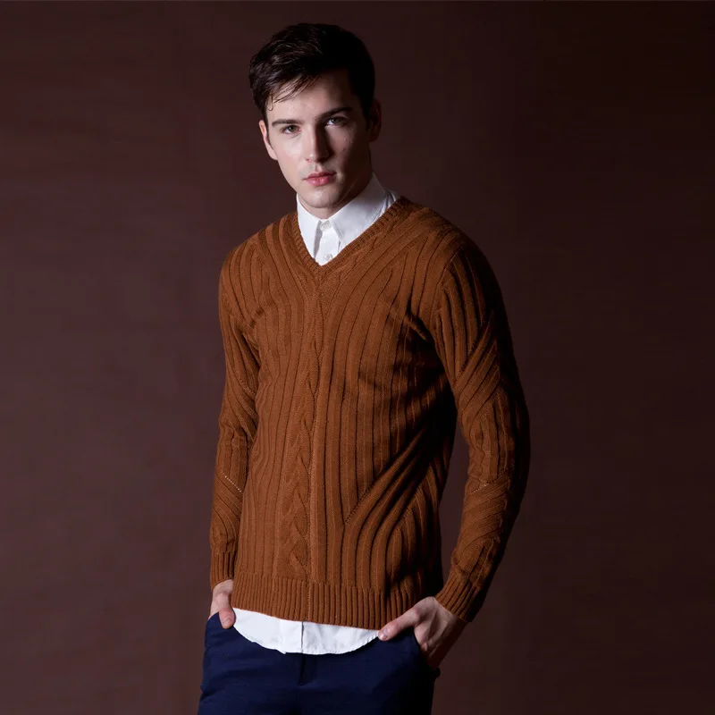 Wholesale V Neck Men thick European Style pullover Colorful high