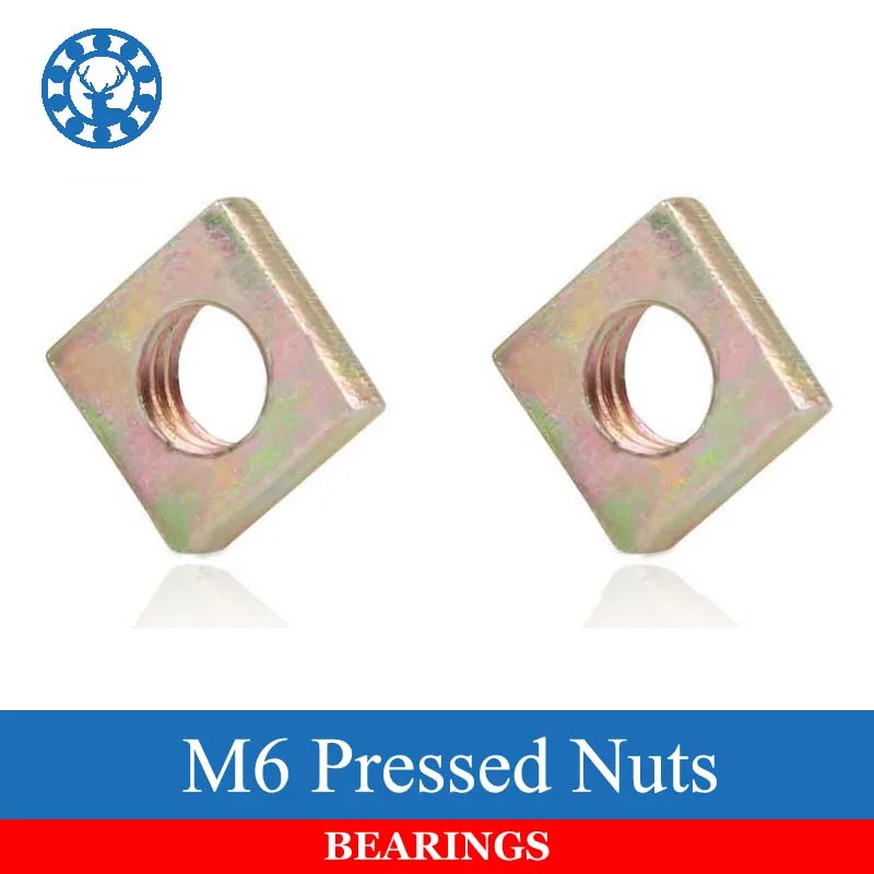 50Pcs DIN562 M6 Color Zinc Plated Square Nuts Without Bevel Block