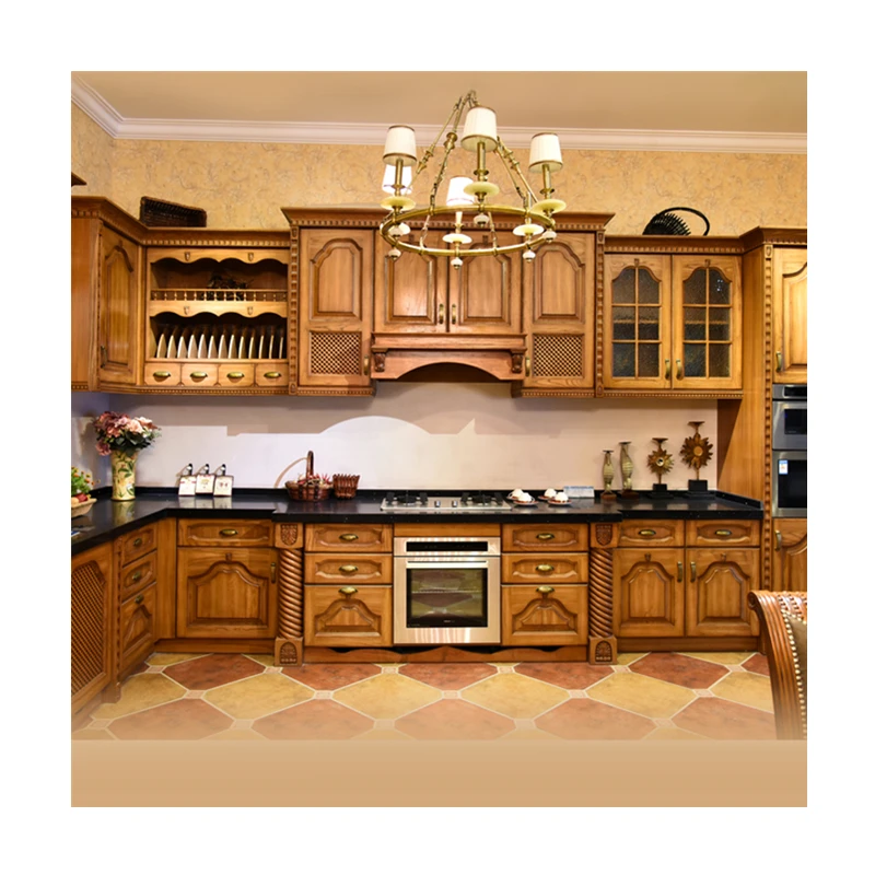 

Antique style solid wood kitchen cabinet design