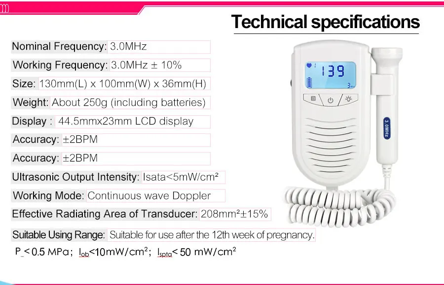 Перемычка, дизайн, фетальный допплер, детский монитор сердцебиения, для домашнего здоровья, большая ЖК-подсветка, CE FDA, одобрено, 3 м, зонд, JPD-100S6II