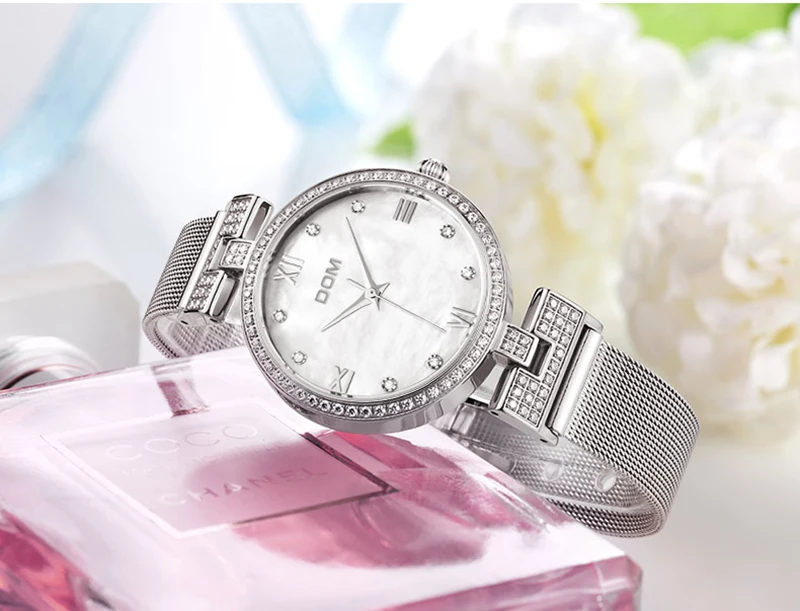 DOM Щепка сетки часы из нержавеющей стали для женщин лучший бренд класса люкс корейский кварцевые часы в стиле кэжуал женские наручные часы