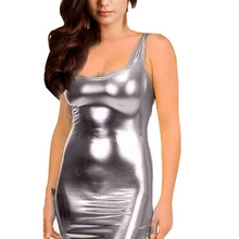MYTL Женская Синтетическая Кожа металлик Клубная одежда Мини-платье 3 цвета