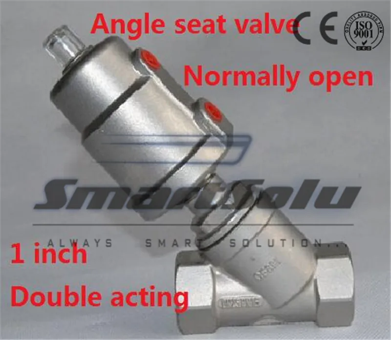 

Free shipping seat actuator double cheap steam water stainless steel valve angle DN25 1 inch normally open for air