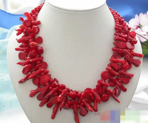 

song voge gem nanJ0774 4row bead taper branch red coral NECKLACE