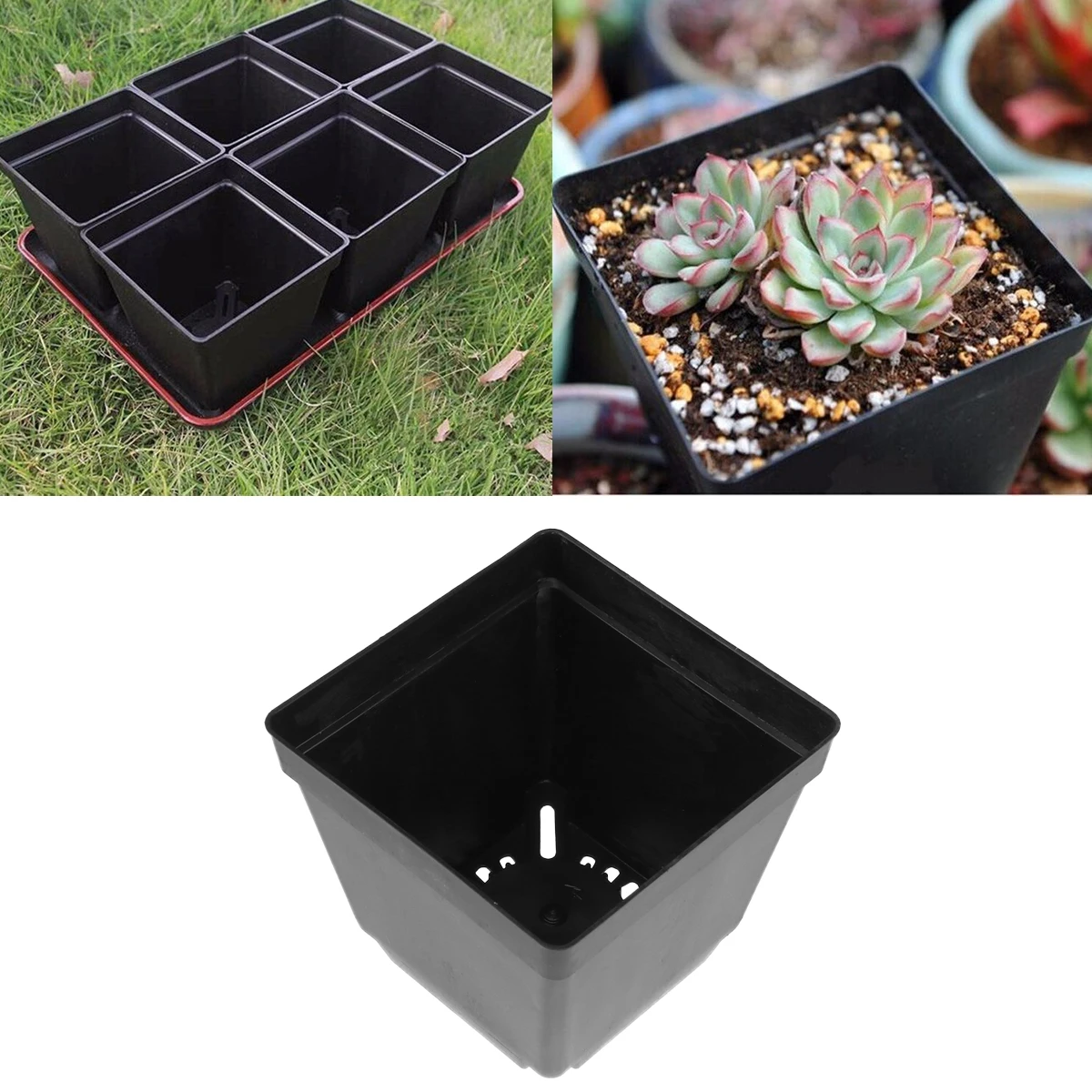 

20pcs Square Flower Pots Mini Root Control Plastic Flower Flowerpots Planters