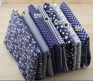 

Navy blue stripe 10 Assorted Plain &Twill Cotton Handmade Fabric for DIY Patchwork Sewing Wallet Bag 50*50cm 7pcs Free shipping