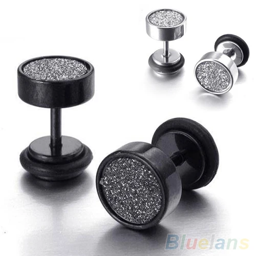 

Men's 8mm 316L Stainless Steel Barbell Punk Gothic Round Screw Ear Stud Earrings 4PTA
