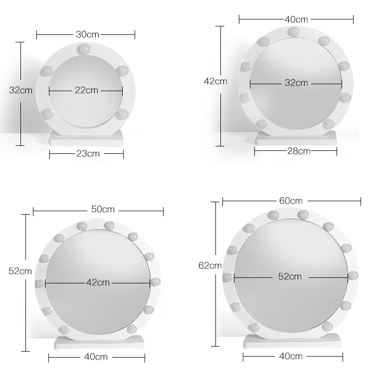 Круглое большое зеркало для макияжа, светодиодный светильник, профессиональное настольное туалетное зеркало HD, светильник в стиле принцессы mx12291632