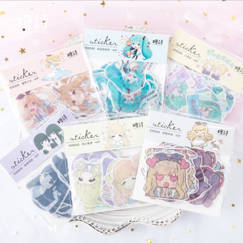 

40 pcs/lot Tangshi Cute Beautiful girl Teenage girl paper sticker DIY diary decoration sticker planner album scrapbooking