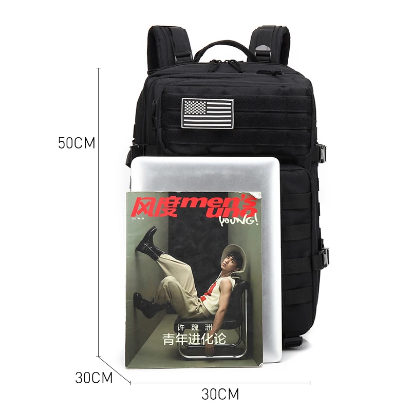 45L Large Capacity Military Backpack Tactical Rucksack Men Camping Bag for Travel Mountaineering Hi