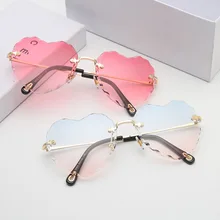 Винтажные алмазные солнцезащитные очки для женщин в форме сердца без оправы UV400 очки для девушек, красивые очки Oculos Gafas 5503Y