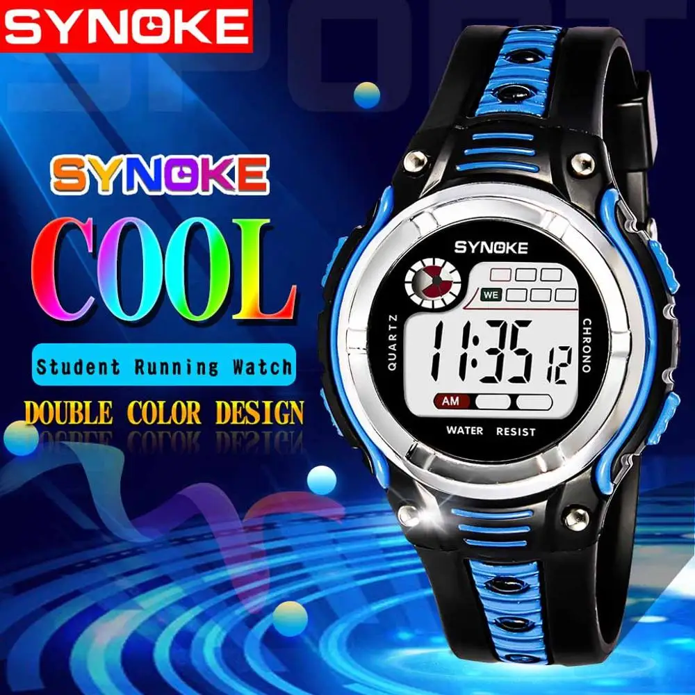 

children watch waterproof Digital Two-color Large Screen Student Children's Sports Waterproof Wrist Watch Electronic Watch Q80
