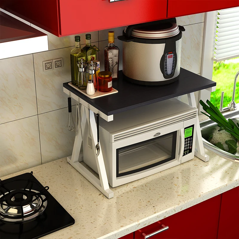Por Metal Rack Microwave Lots 2017 New Wood Rack Microwave Oven Shelf Receive Seasoning Console Rice Cooker Double Storage Floor