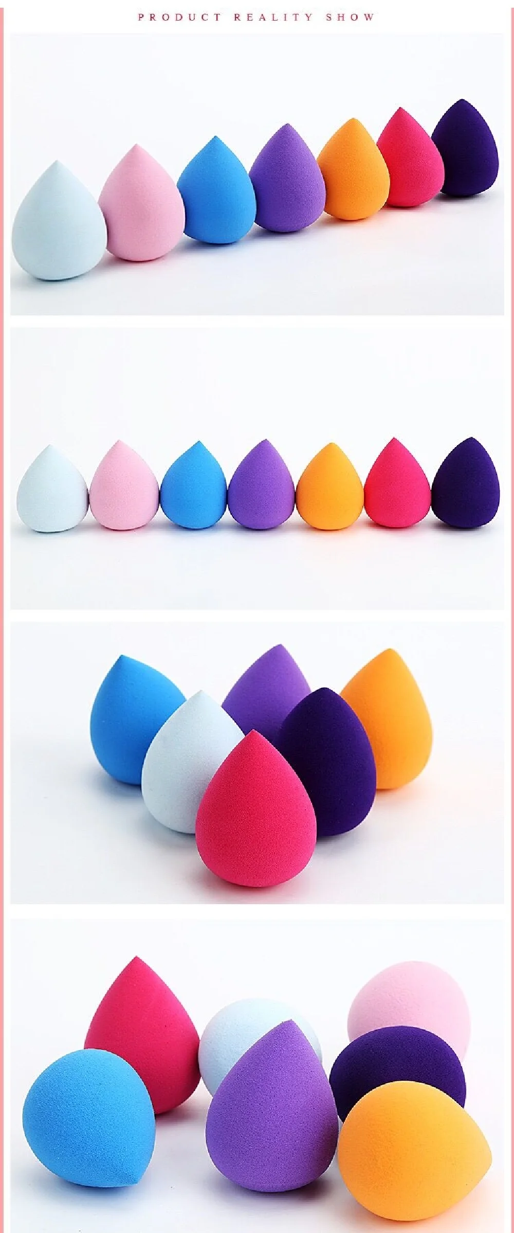 2pcs Beauty Makeup Sponge Puff Set Powder Foundation Blending Sponge Latex-Free Dry Wet Use Cosmetic Egg Mix Color 2 Shapes+ Bag