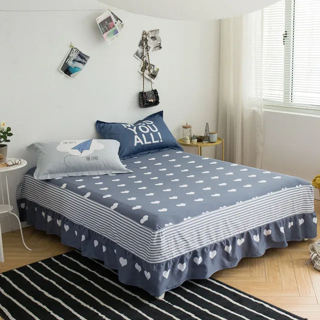 New Twin Bed Skirt 100 Cotton Bed Skirt Flat Fitted Sheet Bedding