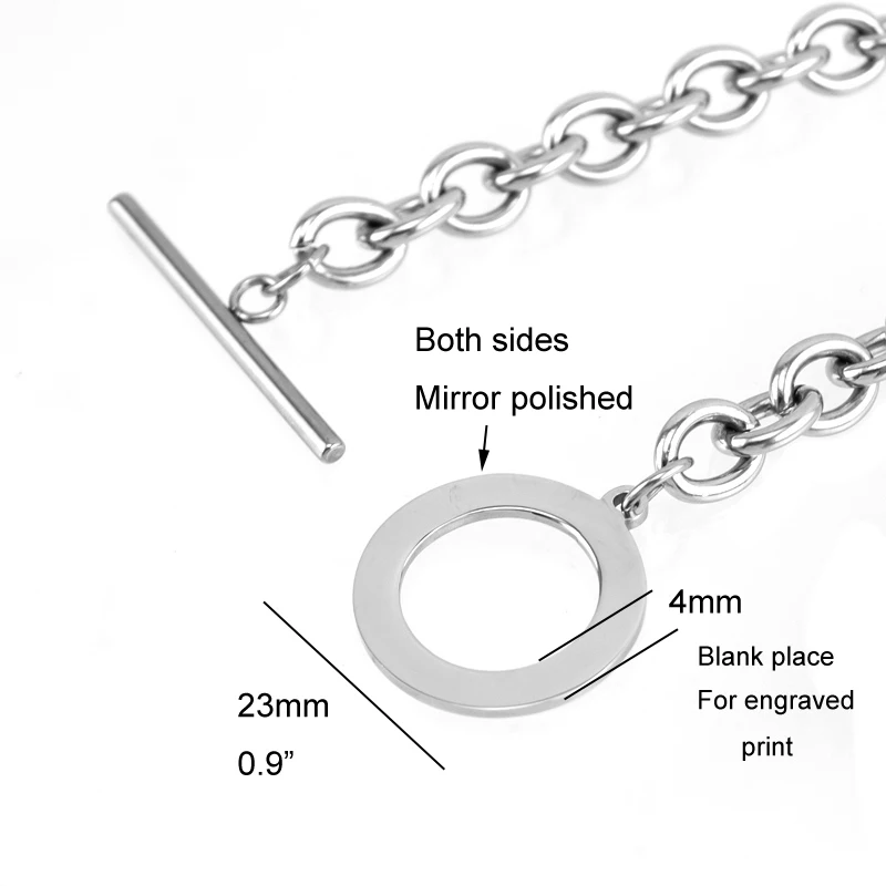 Женские Ювелирные изделия из нержавеющей стали, браслеты на застежках, 8 мм, цепочка для кабеля Rolo, персонализированный принт, подарок, браслеты-манжеты