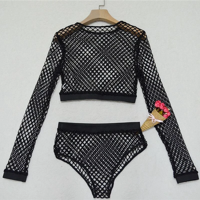 Комплект из 2 предметов для женщин Бикини Cover Up Sexy Mesh толстовка с коротким рукавом укороченный топ и шорты купальник Cover-ups пляжная одежда купальный костюм