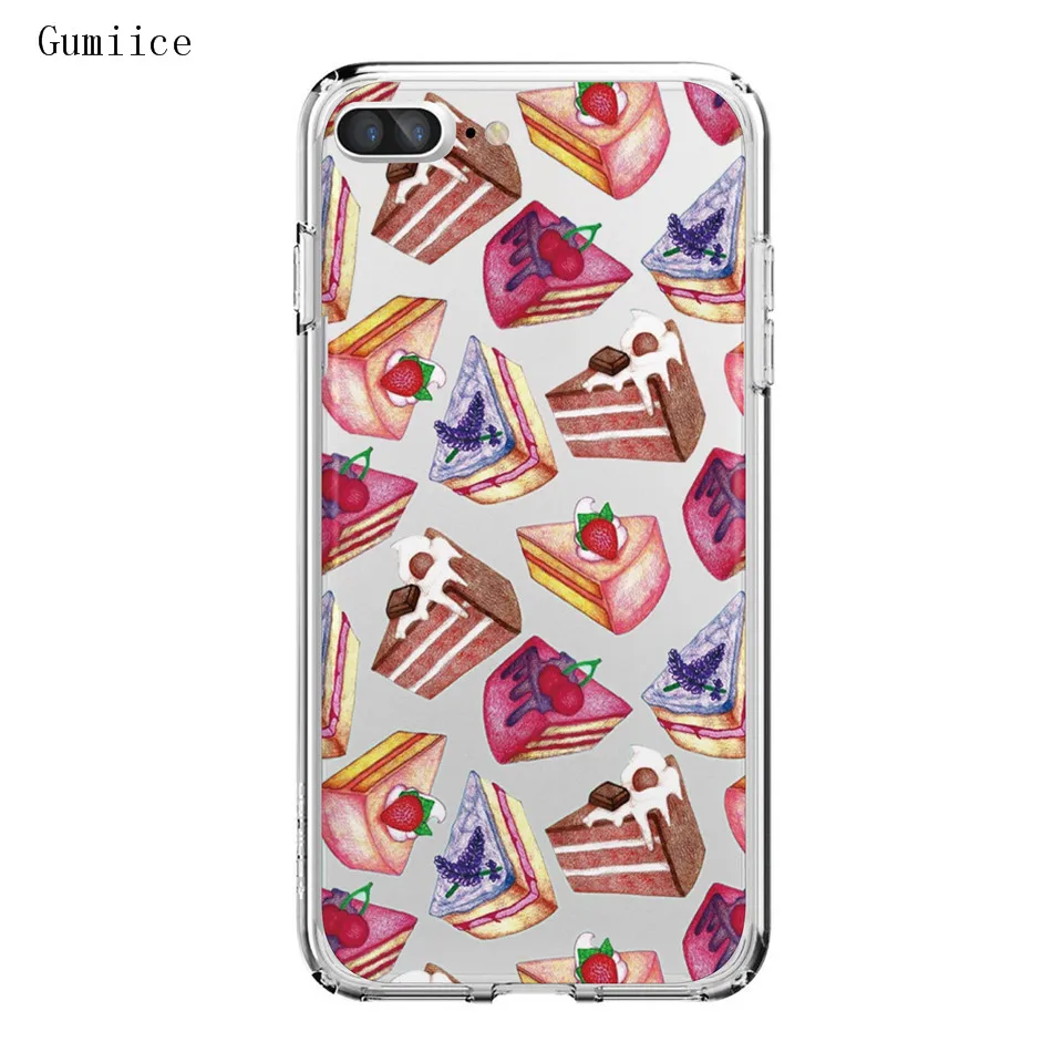 Gumiice new case soft TPU for iPhone 7/8 clear food cake phone cases sales 6/6s |