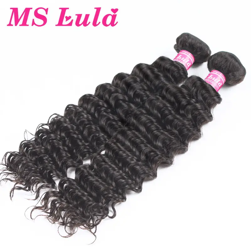 

cheap Virgin hair extension Indian Hair Deep Wave Remy weft 2pcs lot double weft with no shedding ms lula hair