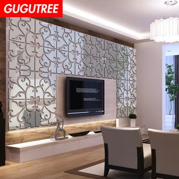 

Decorate Home 4pcs gold flower art wall mirror sticker decoration Decals mural painting Removable Decor Wallpaper LF-1092