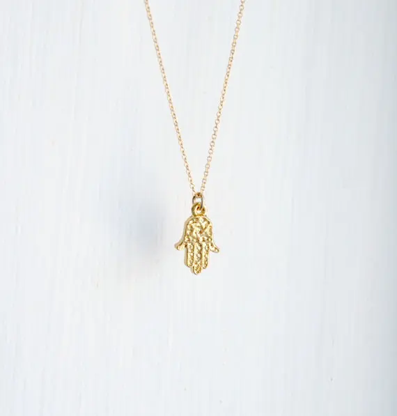 Gold hamsa necklace - gold vermeil hamsa hand pendant -.jpg