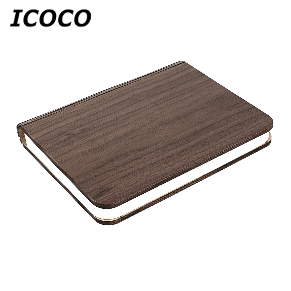 ICOCO USB перезаряжаемая светодиодная Магнитная складная деревянная книжная лампа