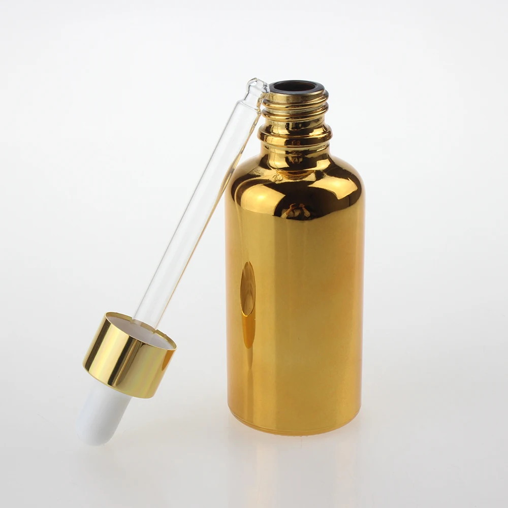 Дешевые золота и серебра эфирное масло Стекло капельницы бутылка для пустой e-жидкость 50 мл Стекло бутылки