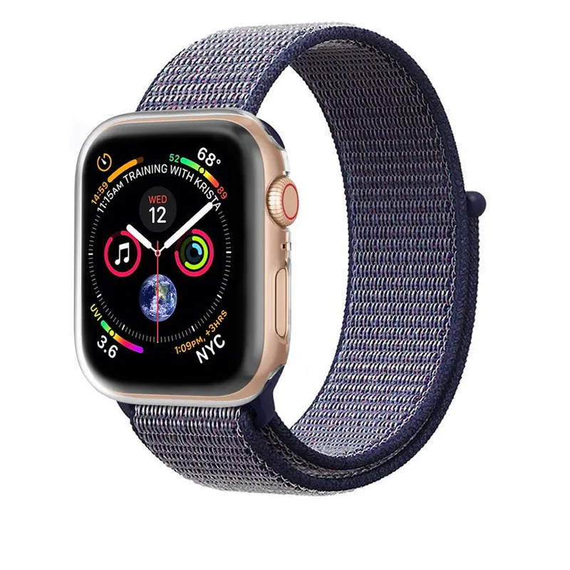 Нейлоновая петля, ремешок для Apple Watch, ремешок 44/42/40/38 мм Спортивная дышащая correa в едином положении во время занятий легкой атлетикой, браслет на запястье для наручных часов Iwatch, 4/3/2/1 аксессуары - Цвет ремешка: Midnight blue