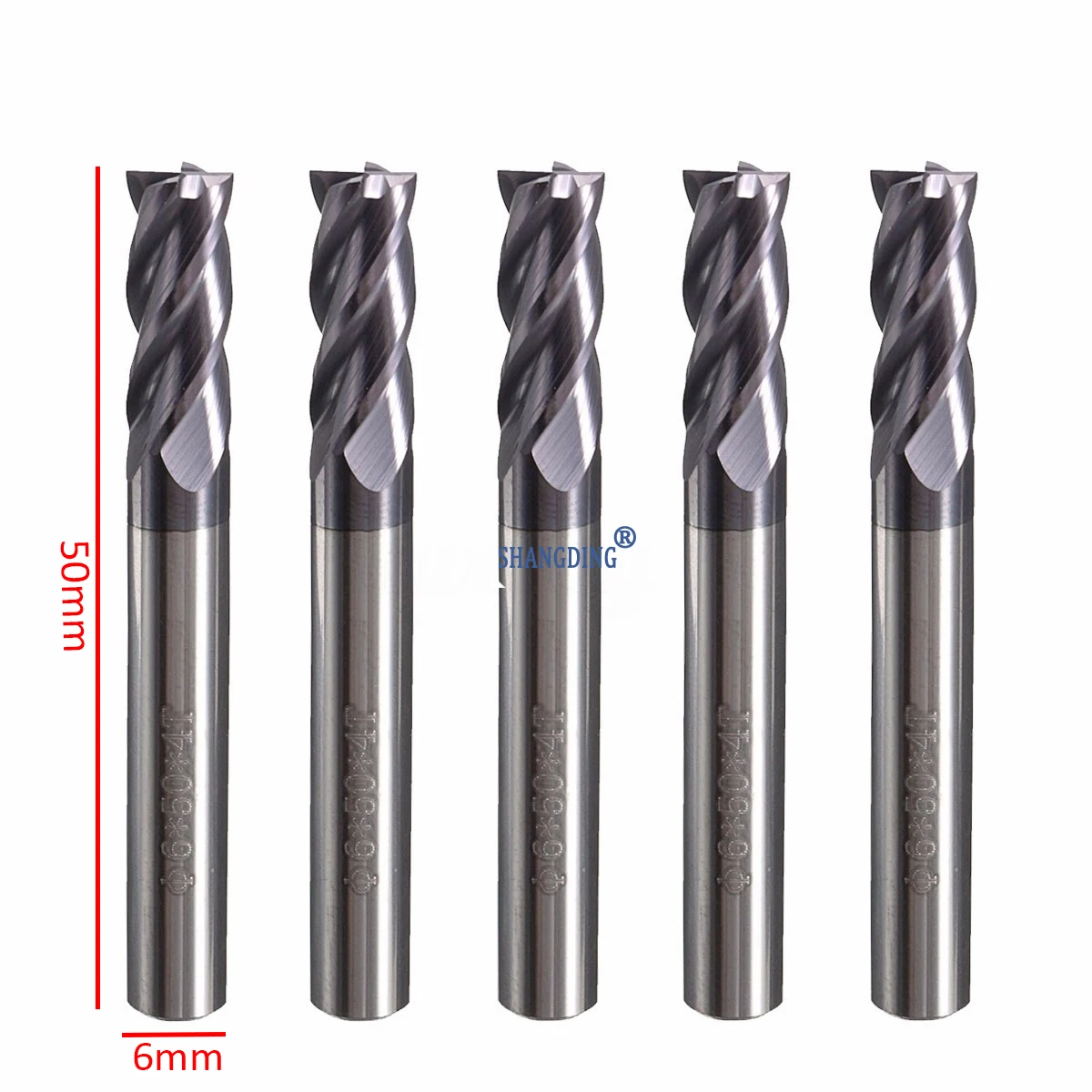 5pcs New 4 Flute End Mill Set Tungsten Carbide CNC Milling Cutter 6x50mm For Milling Tools