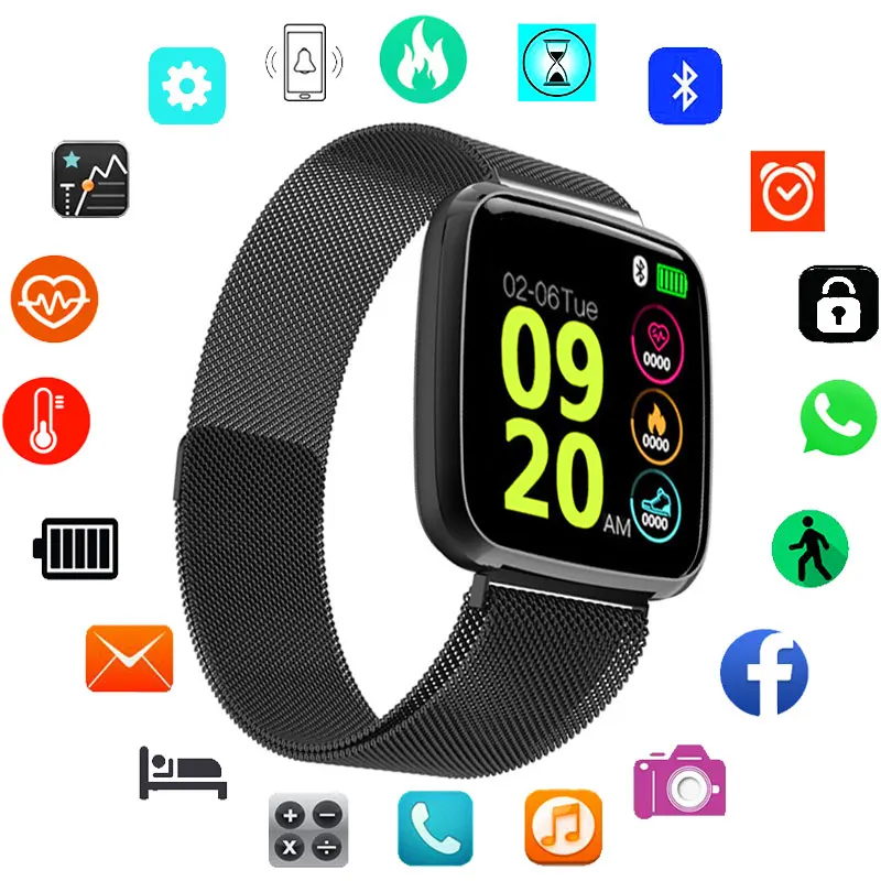 

Square Smart Sport Watch Men Watches Digital LED Electronic Stainless steel New Male Wrist Watch For Men Clock Wristwatch Hours
