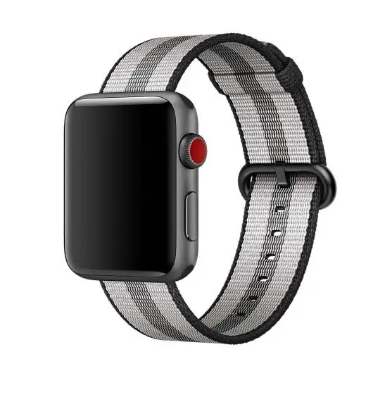 Новое поступление нейлоновый ремешок для apple watch, ремешок 42 мм, 38 мм, 40 мм 44 спортивный браслет и ткани, нейлоновый ремешок для наручных часов iwatch, версия 1/2/3/4 - Цвет ремешка: stripe black