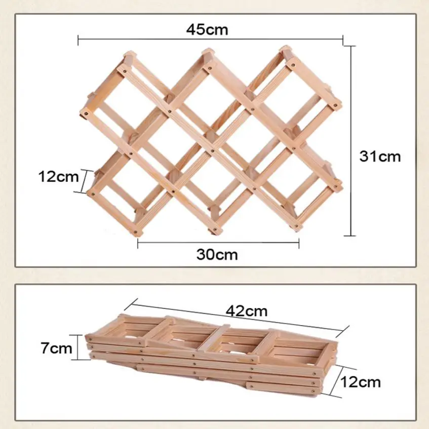 Кухонный органайзер, винный стеллаж, деревянный складной, свободно стоящий, для бутылок, бара, кухни, деревянная подставка t27