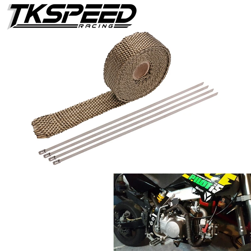 

Titanium CAR MOTORCYCLE Incombustible Turbo MANIFOLD HEAT EXHAUST THERMAL WRAP TAPE & STAINLESS TIES 1.5mm*25mm*5m