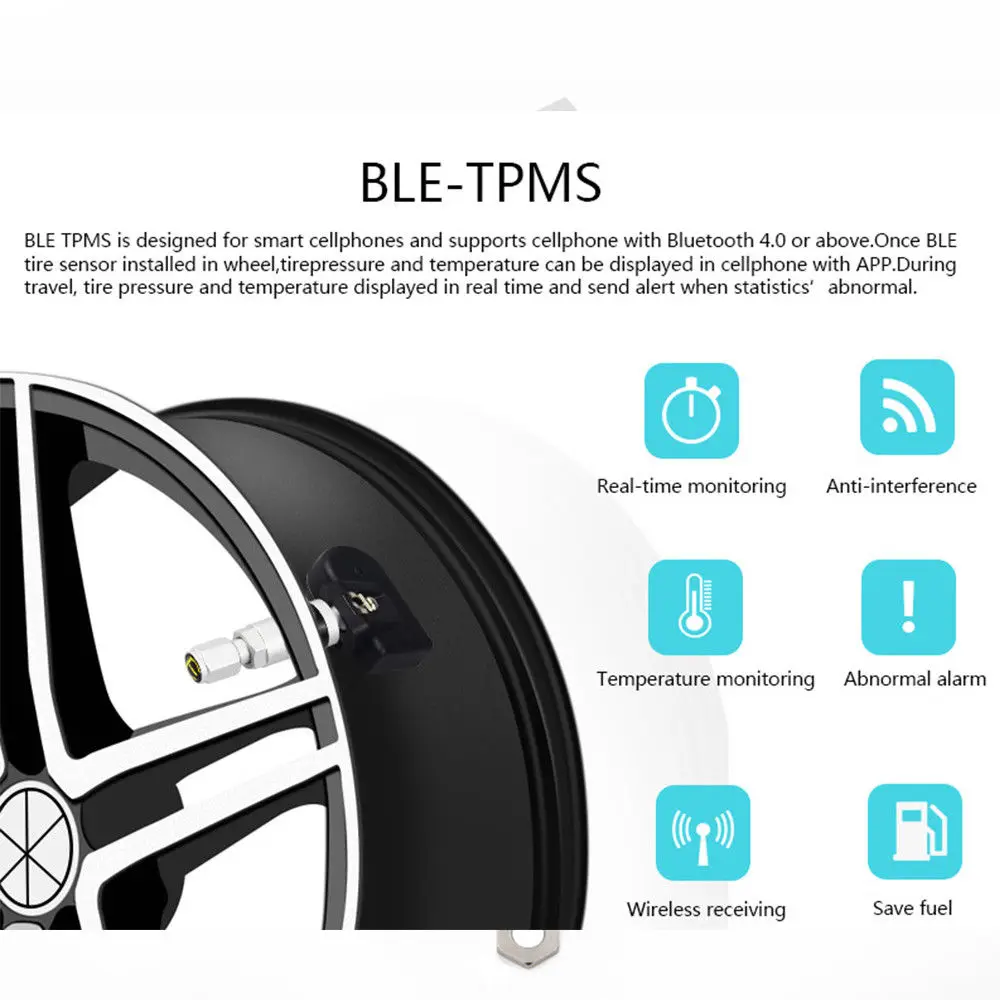 Tpms Android Bluetooth 4 Автомобильный внешний датчик давления в шинах Система мониторинга давления в шинах BLE Tpms Presion Neumaticos для ios