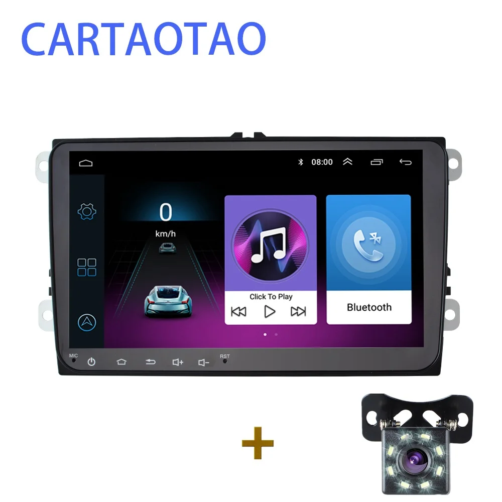 " 2din Android 8.1 GO автомобильный радиоприемник GPS-навигатор для Volkswagen Skoda Octavia Golf 5 6 Турана Passat B6 Jetta Поло Tiguan стерео WIFI - Цвет: WIFI 1G-16G-8LED