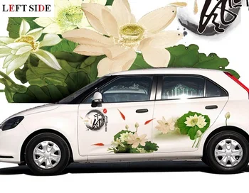

LEFT SIDE Car Stickers DIY Car Chinese Ink Flower Tailor-madeCar Acessories Whole Body Car Stickers Waterproof Sticker