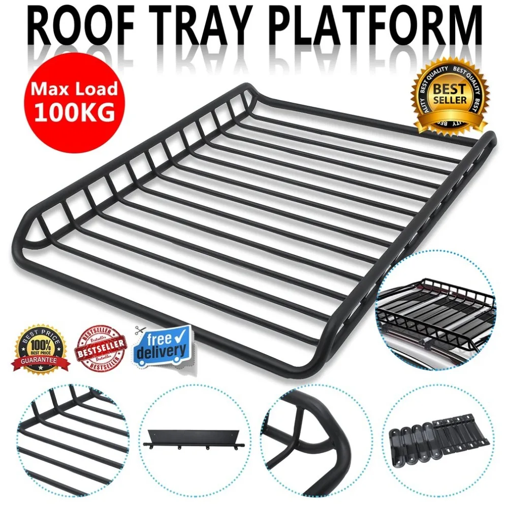 

Universal Steel Roof Tray Platform Rack Luggage Box Carrier Car Roof Tray Platform Racks Carry Luggage Carrier Basket