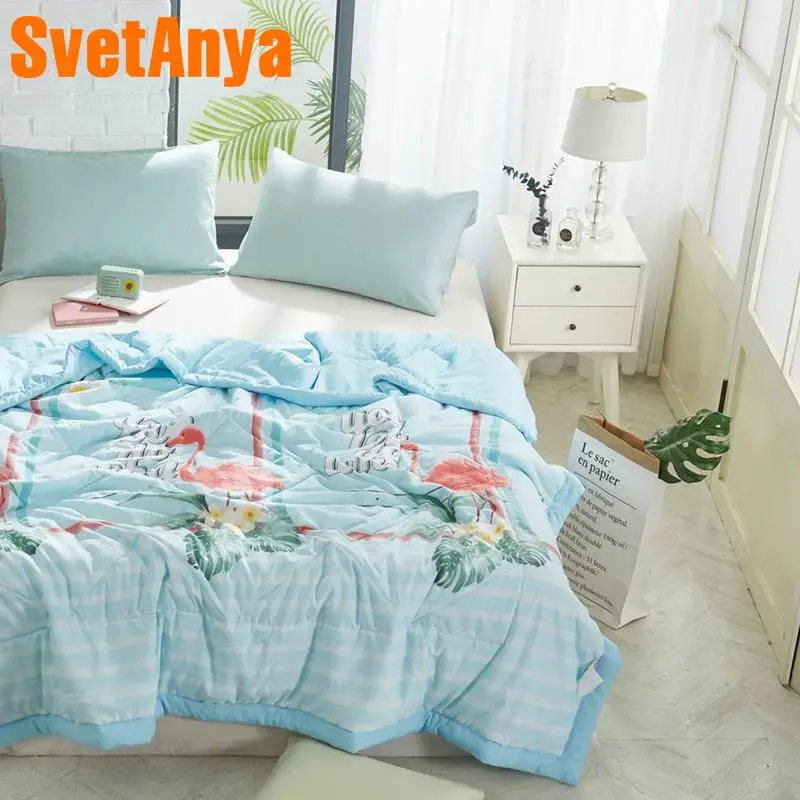 

Svetanya Flamingo print Quilt bedding Throws Blanket (no Pillowcase)
